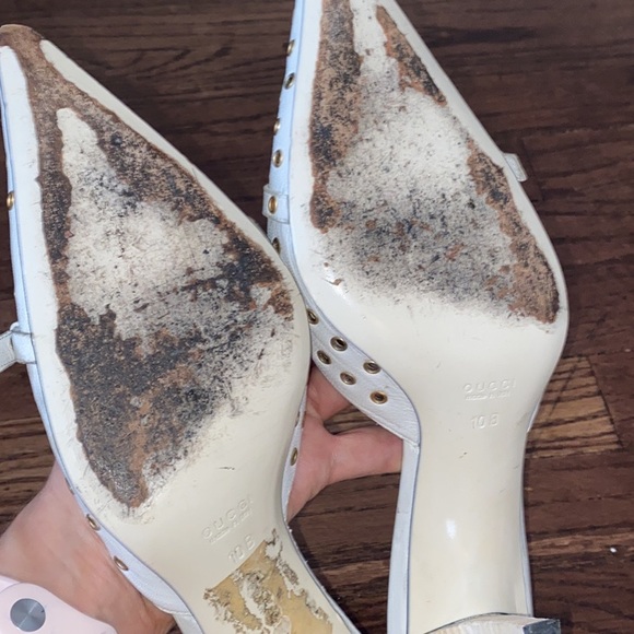 White Gucci Mules size 10 B Vintage - Picture 3 of 5
